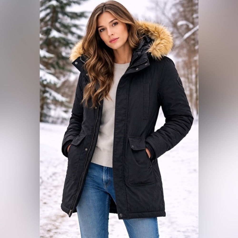 Roots Point Pelee Down Parka – Faux Fur Trim Hood – Small – Heavy Winter Coat
